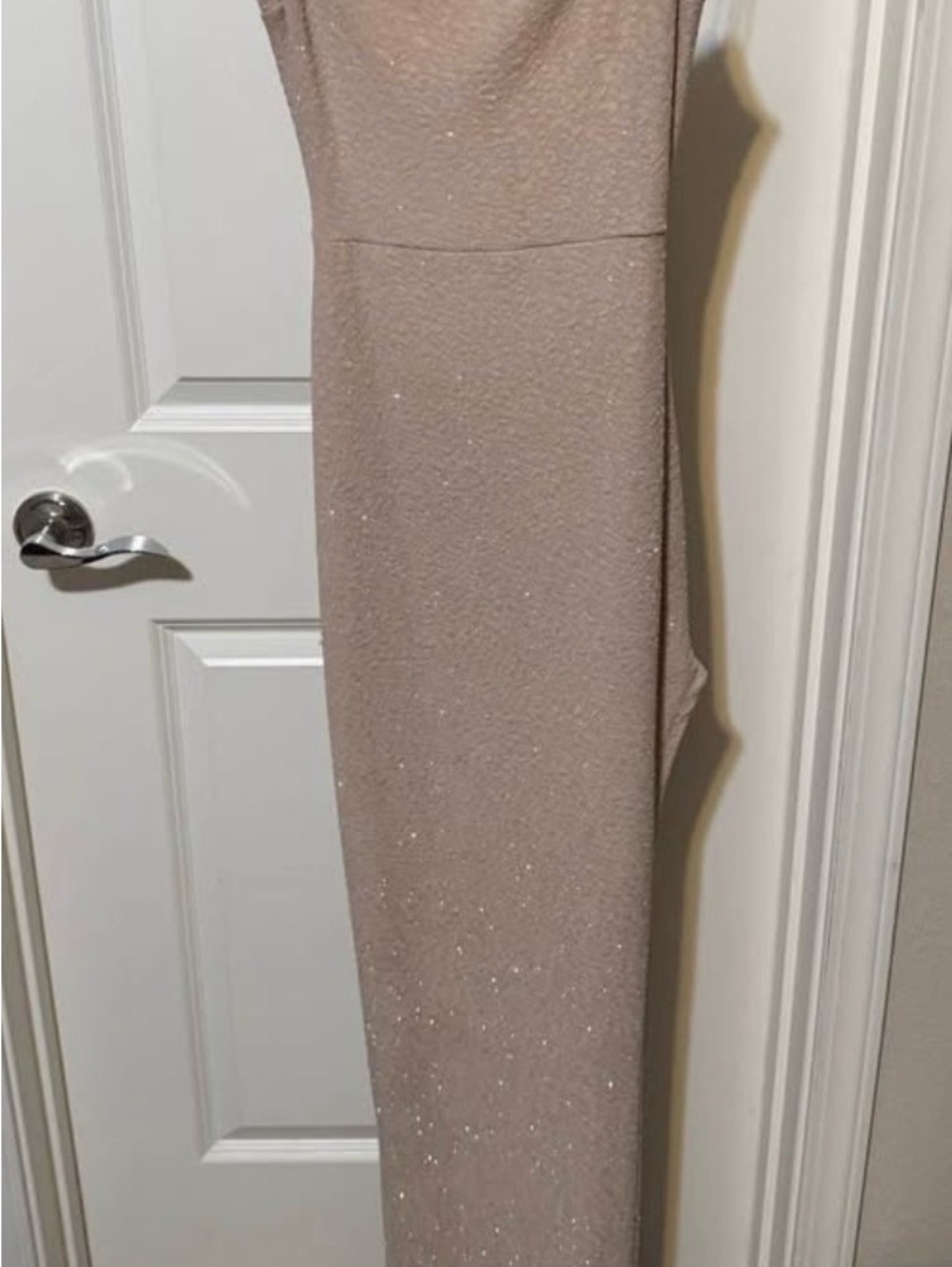 Elegant Sparkle Evening Dress in Taupe